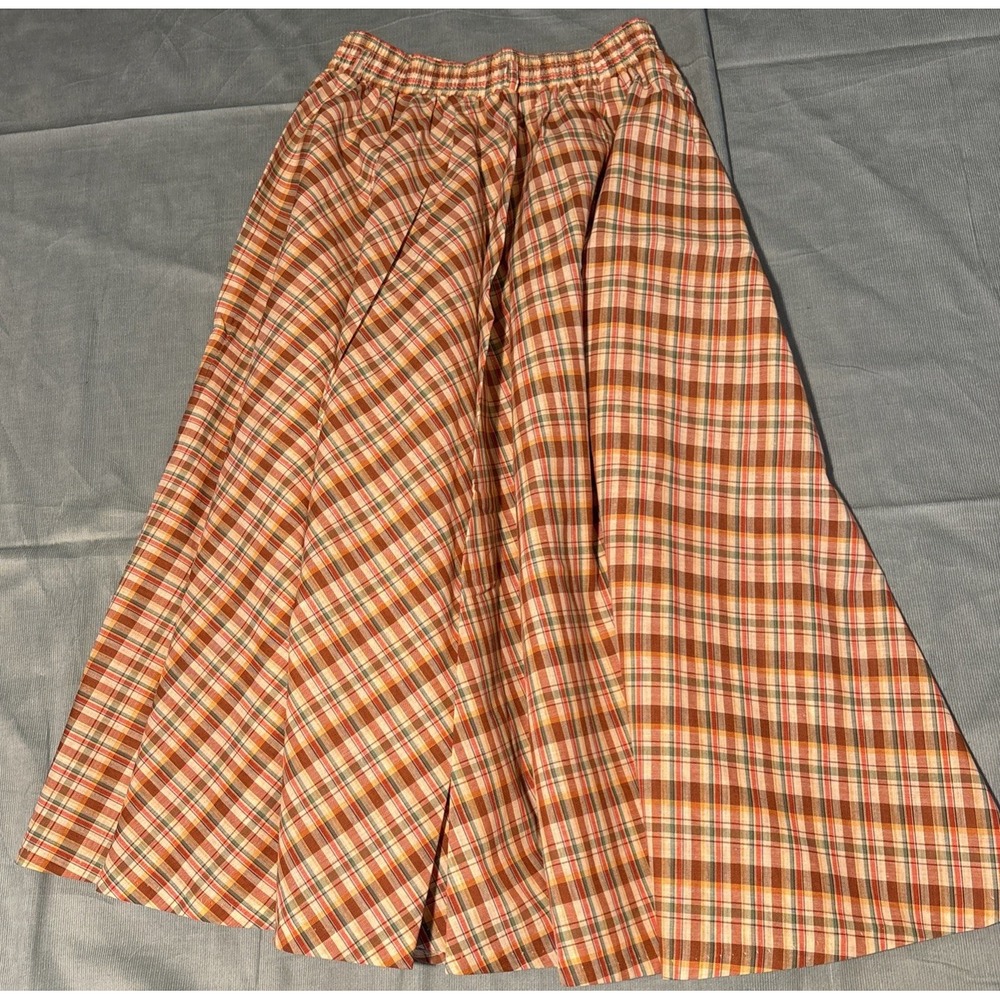International Ladies Garment Workers union Skirt Light Summer Plaid Midi Size 11